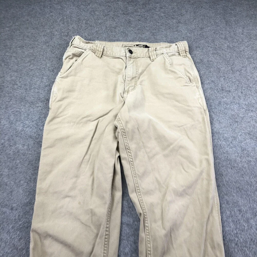 Carhartt Pants Mens 32x32 Beige Canvas Carpenter Relaxed Fit Straight Workwear